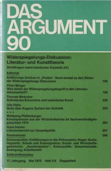 Das Argument. Zeitschrift für Philosophie und Sozialwissenschaften. Nr. 90, 17. Jahrgang Mai 1975.