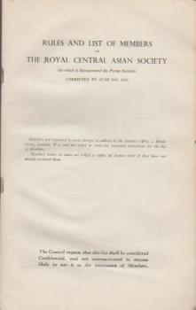 Rules and List of Members of The Royal Central Asian Society.