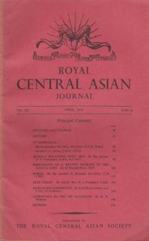 Journal of the Royal Central Asian Society; Vol. XLI., Part II, April 1954.