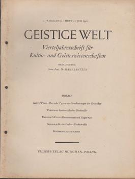 Geistige Welt. Vierteljahresschrift für Kultur- und Geisteswissenschaften; 1. Jahrgang, Heft 2, Juli 1946.