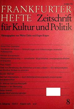 Frankfurter Hefte. Zeitschrift für Kultur und Politik. 36. Jahrgang Heft 8 August