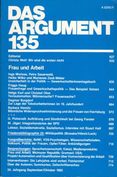 Das Argument. Zeitschrift für Philosophie und Sozialwissenschaften. Nr. 135 (24. Jahrgang. September/Oktober 1982. Frau und Arbeit).