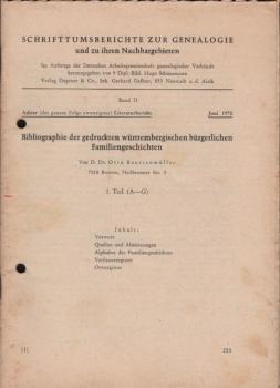 Schrifttumsberichte zur Genealogie und zu ihren Nachbargebieten. Band 2: 8. Literaturbericht, Juni 1970