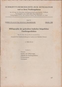 Schrifttumsberichte zur Genealogie und zu ihren Nachbargebieten. Band 2: 6. Literaturbericht, Oktober 1968