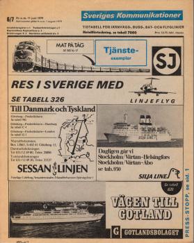 Kursbuch Schweden 1979 / Sveriges Kommunikationer; 6/7, 11. Juni 1979