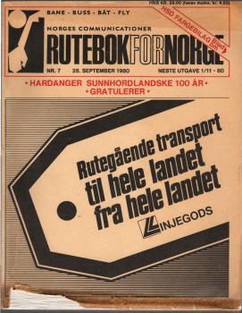 Kursbuch Norwegen 1980 / Rutebok for Norge (Norges Communicationer) ; Nr. 7, 28. September 1980