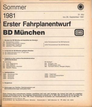 Erster Fahrplanentwurf BD Hamburg ; Sommer 1981.
