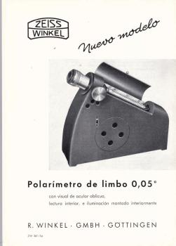 Zeiss Winkel. Polarimetro de limbo 0,05°. [Werbeblatt]