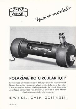 Zeiss Winkel. Polarimetro circular 0,01°. [Werbeblatt]