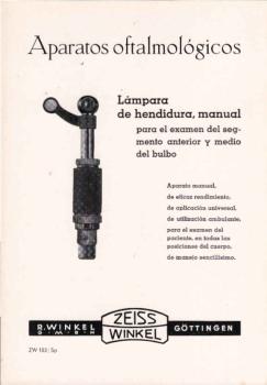 Zeiss WInkel. Aparatos oftalmologicos. [Werbeblatt]