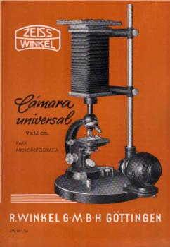 Zeiss Winkel. Cámera universal 9x12 cm. Para Microfotorafia. [Werbeblatt]