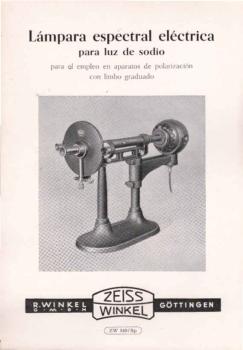 Zeiss Winkel. Lámpara espectral eléctrica para luz de sodio. [Werbeblatt]