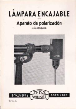 Zeiss Winkel. Lámpara encajable para Aparato de polarización segun Mitscherlich. [Werbeblatt]