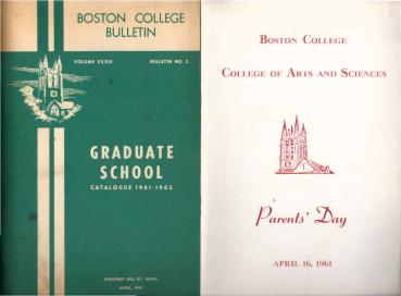 Boston College Bulletin no. 3. Graduate School Catalogue 1961-1962.