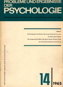 Probleme und Ergebnisse der Psychologie; Teil: 14 / 1965
