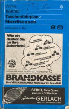 Taschenfahrplan Nordhessen Winter 1981 / 82 (Gültig vom 27. September 1981 bis 22. Mai 1982).