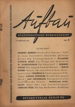 Aufbau. Kulturpolitische Monatsschrift. Jahrgang 1947, Heft 4.