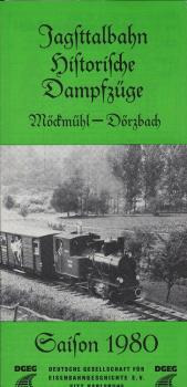 Jagsttalbahn historische Dampfzüge. Möckmühl - Dörzbach. Saisaon 1980 (Faltprospekt)