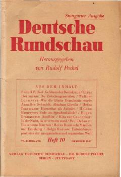 Deutsche Rundschau ; Heft 10 (Oktober 1947).