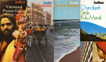 Konvolut 4 Reiseprospekte : Indien. 1., Chandigarh ; 2., Varanasi Patna -  Gaya : Alter als Legende ; 3.,Calcutta ; 4., Beach Holiday