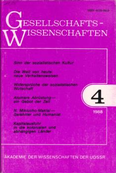 Gesellschaftswissenschaften ; Nr. 4, 1988.Thema u.a.: Sinn der sozialistischen Kultur