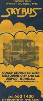 Skybus Timetable No. 5, effective 1st October, 1985