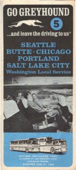 Greyhound Bus Timetable 2: Seattle-Butte-Chicago-Portland-Salt Lake City (June 21, 1968)