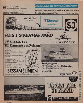 Sveriges Kommunikationer. Tidtabell för Järnvägs-, Buss-, Båt- och Flyglinjer; 6/7 Fr. o. m. 11 Juni 1979