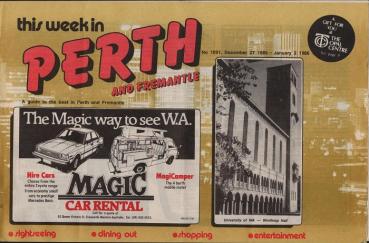 this week in Perth and Fremantle : A guide to the best in Perth and Fremantle; No. 1091, December 27, 1985 - January 2, 1986. Sightseeing - dining out - shopping - entertainment