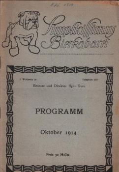 Simplicissimus Bierkabaret; Programm : Oktober 1914.