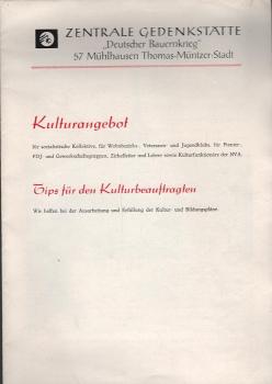 Kulturangebot für sozialistische Kollektive, für Wohnbezirks-, Veteranen- und Jugendklubs, für Pionier-, FDJ- und Gewerkschaftsgruppen, Zirkelleiter und Lehrer sowie für Kulturfunktionäre der NVA (Faltblatt)