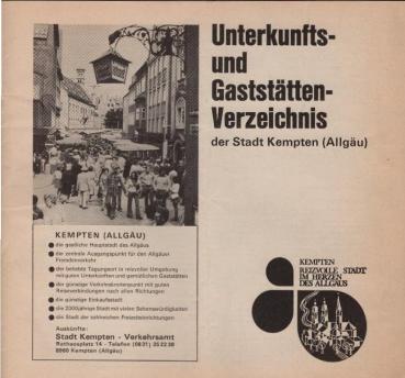 Unterkunfts- und Gaststätten-Verzeichnis der Stadt Kempten (Allgäu)