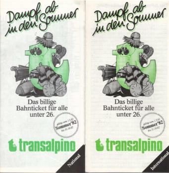 2 Faltblätter: Dampf ab in den Sommer. Das billige Bahnticket für alle unter 26.Gültig vom 1.4.71 bis 1.10.82. National / International (Faltblatt)