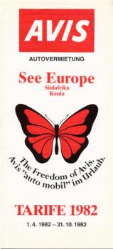 See Europe, Süarfika, Kenia. Tarife 1982, 1.4.1982-31.10.1982 (Faltblatt)
