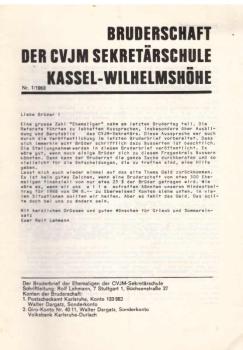 Der Bruderbrief der Ehemaligen der CVJM-Sekretärschule Kassel-Wilhelmshöhe ; Nr. 1/1968.