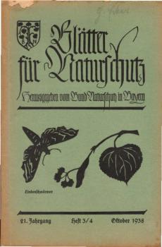 Blätter für Naturschutz. Heft 3 / 4, Oktober 1938.