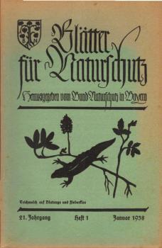 Blätter für Naturschutz. Heft 1, Januar 1938.