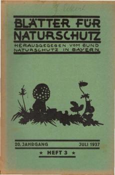 Blätter für Naturschutz. Heft 3, Juli 1937.