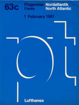 Lufthansa Passagetarif (PT) 63c : Flugpreise ; Nordatlantik / North Atlantic, 1. February 1981.