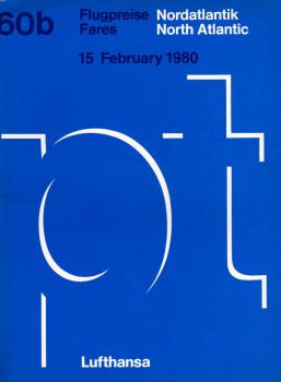 Lufthansa Passagetarif (PT) 60b : Flugpreise ; Nordatlantik / North Atlantic, 15. February 1980.