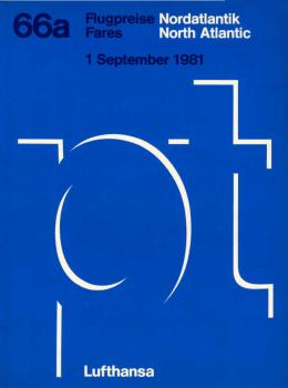Lufthansa Passagetarif (PT) 66a : Flugpreise ; Nordatlantik / North Atlantic, 1. September 1981.