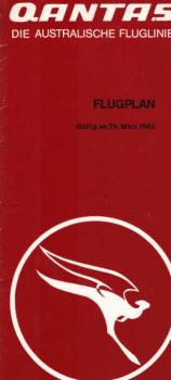 Qantas. Die australische Fluglinie : Flugplan. Gültig ab 29. März 1983.
