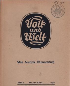 Volk und Welt : Das deutsche Monatsbuch; Band 9, September 1937