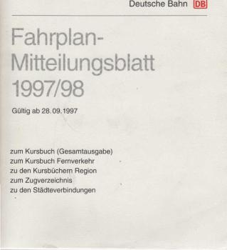Fahrplan-Mitteilungsblatt 1997/98. Gültig ab 28.09.1997.