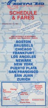 Capitol Air DC-10 Schedule and Fares Effective Oct. 25 1981.