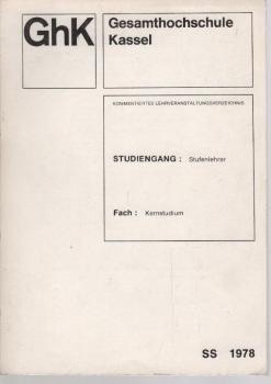 Kommentiertes Lehrveranstaltungsverzeichnis Studiengang : Stufenleiter SS 1978