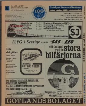 Sveriges Kommunikationer. Officiell tidtabell för sveriges järnvägar samt tidtabeller fär flyg-, bät- och busslinjer; Nr 6, Den 28 maj 1967