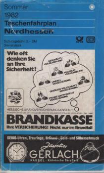 Taschenfahrplan Nordhessen. Sommer 1982. Gültig vom 23. Mai bis 25. September 1982.