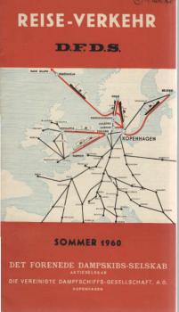 Reise-Verkehr. D.F.D.S. Sommer 1960. (Faltblatt)
