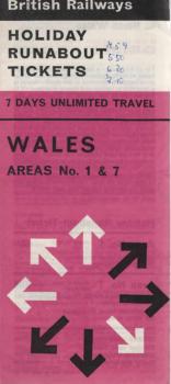 British Railway Holiday Runabout Tickets 7 Days Unlimited Travel Wales Areas No. 1 & 7